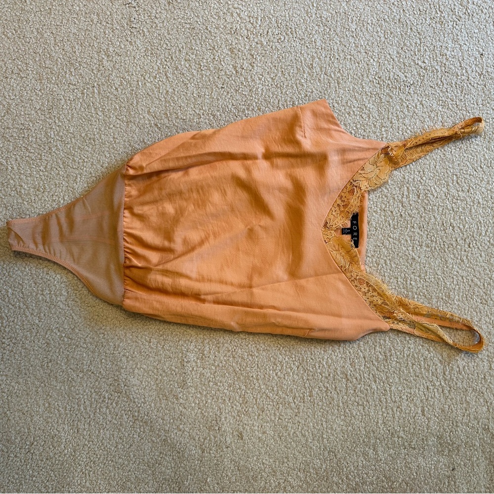 Orange Lace Trim Bodysuit